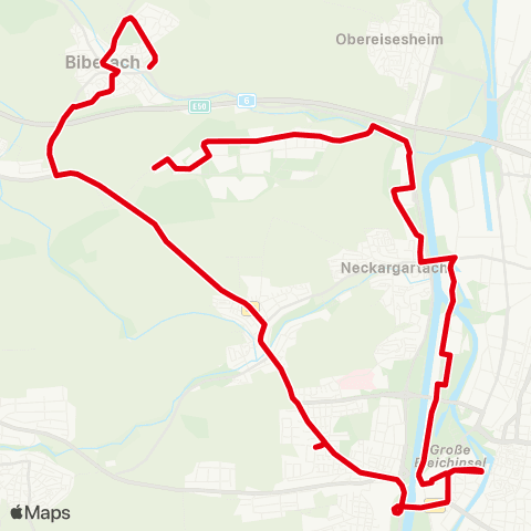  Heilbronner · Hohenloher · Haller Nahverkehr GmbH Biberach / Neckargartach / Frankenbach - Schanz Nord - HBF - Zukunftspark - Containerterminal - Neckargartach - Böllinger Höfe map