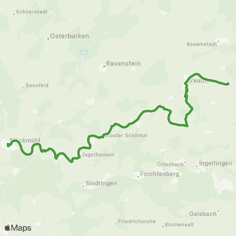  Heilbronner · Hohenloher · Haller Nahverkehr GmbH Ailringen / Meßbach - Dörzbach - Krautheim - Schöntal - Jagsthausen - Möckmühl map
