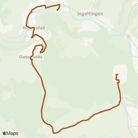 Heilbronner · Hohenloher · Haller Nahverkehr GmbH Niedernhall - Giebelheide - Waldzimmern (-Taläcker) - Gaisbach map