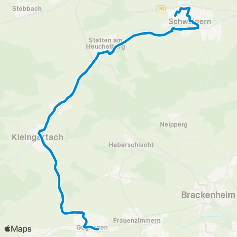  Heilbronner · Hohenloher · Haller Nahverkehr GmbH Schwaigern - Stetten - Niederhofen - Kleingartach ( - Michelbach) map