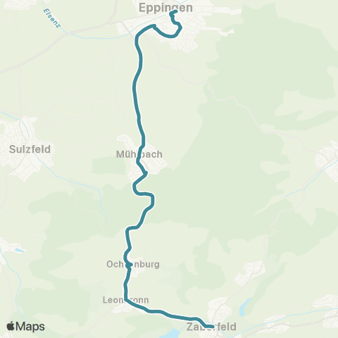  Heilbronner · Hohenloher · Haller Nahverkehr GmbH Eppingen - Mühlbach - Zaberfeld map