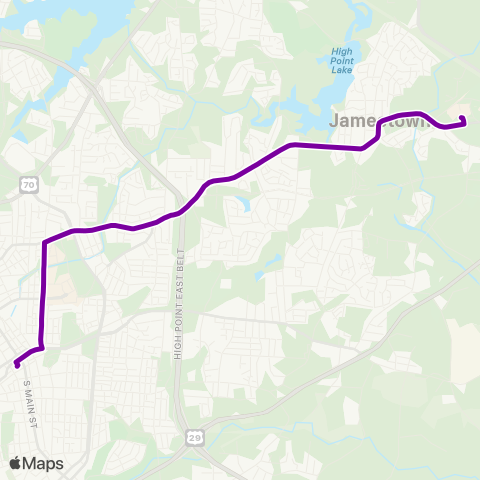 High Point Transit GTCC / Jamestown map