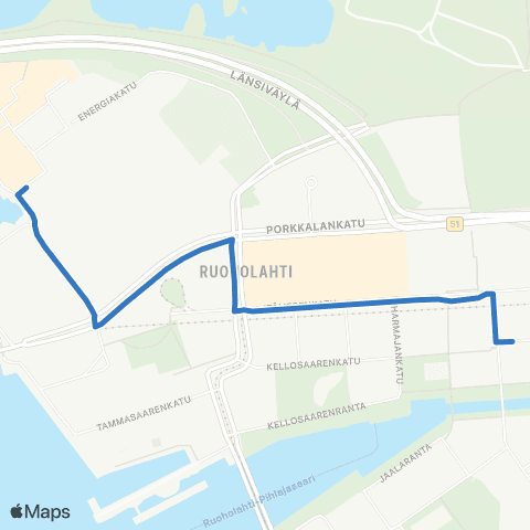 HSL Ruoholahti-Salmisaari map