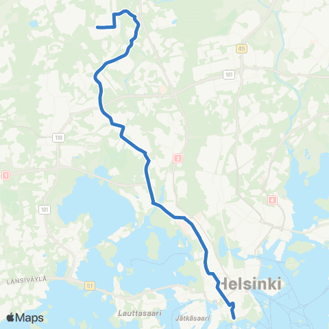 HSL Eira-Kamppi-Munkkiniemi-Konala-Malminkartano-Myyrmäki map