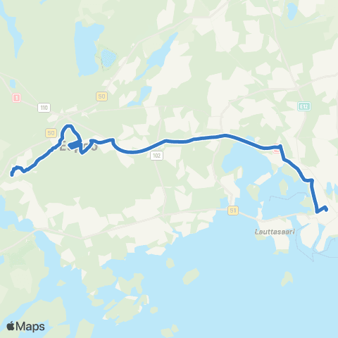 HSL Kamppi-Meilahti-Suvela-Espoon keskus-Kauklahti map
