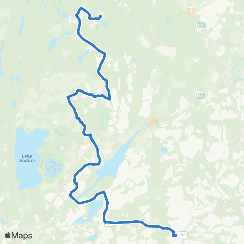 HSL Leppävaara-Viherlaakso-Perusmäki-Kalajärvi-Serena map