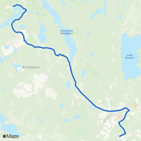 HSL Espoon keskus-Nupuri-Brobacka-Siikaniemi map