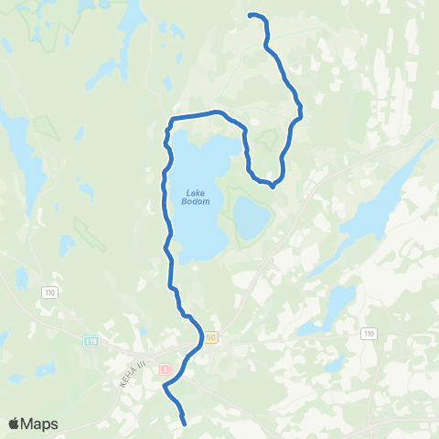 HSL Espoon keskus-Röylä-Bodom-Espoon keskus map