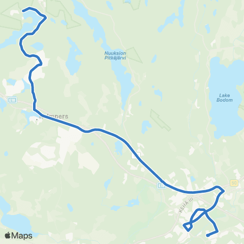 HSL Espoon keskus-Muurala-Nupuri-Siikaniemi map