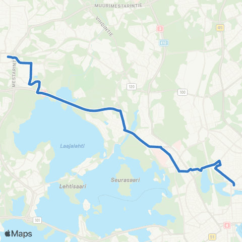 HSL Hakaniemi-Meilahti-Munkkiniemi-Leppävaara map