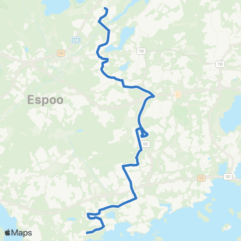 HSL Hyljelahti-Matinkylä (M)-Kauniainen-Järvenperä map