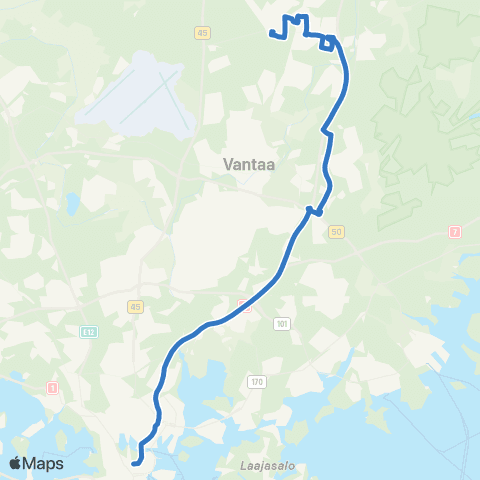 HSL Hakaniemi-Korso-Kulomäki map