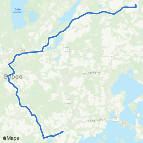 HSL Matinkylä (M)-Finnoo (M)-Espoon keskus-Myyrmäki map