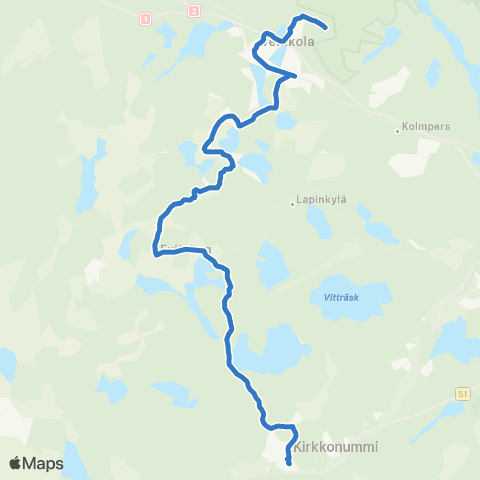 HSL Kirkkonummi-Evitskog-Kylmälä-Veikkola-Kaislampi map