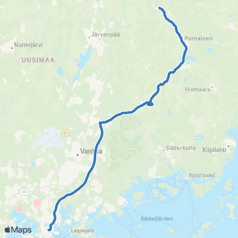 HSL Rautatientori-Nikinmäki-Nikkilä-Pornainen map