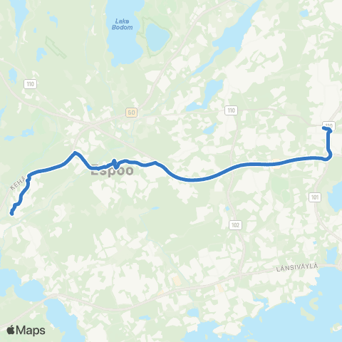 HSL Leppävaara-Kauklahti map