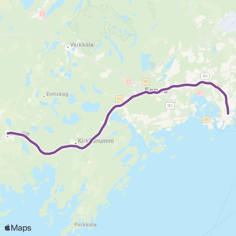 HSL Helsinki-Siuntio-Hanko map