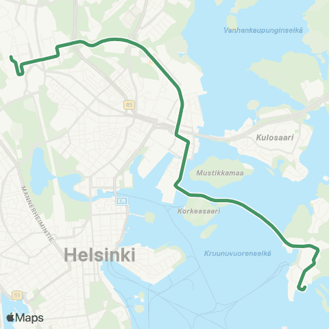 HSL Kruunuvuori - Kalasatama - Pasila as. - Länsi-Pasila map