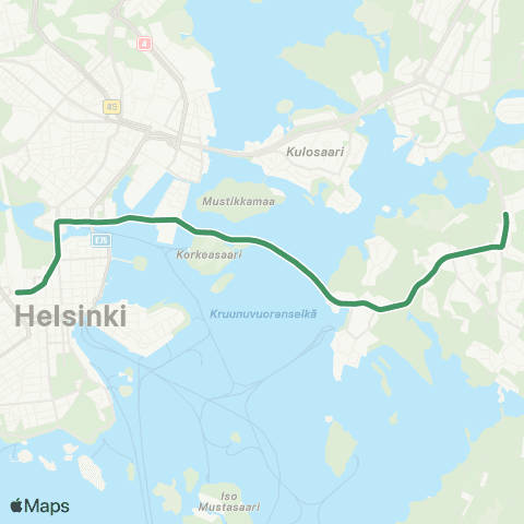 HSL Rautatientori - Hakaniemi (M) - Korkeasaari - Laajasalo map