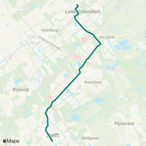 HTM Delft Noord - Leidschendam leidsenhage map