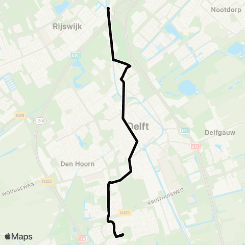 HTM Delft Tanthof - Rijswijk 's-Gravenmade map