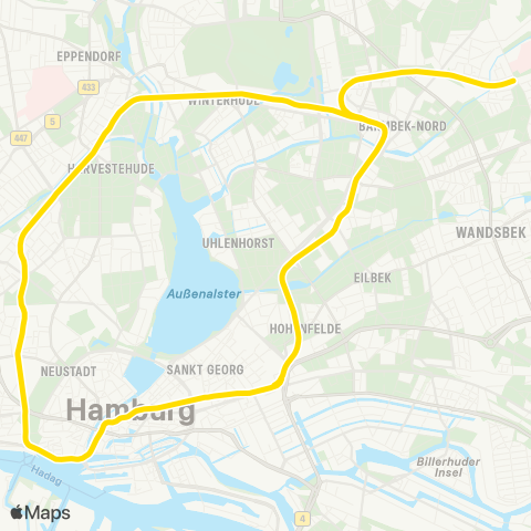 HVV Barmbek > Schlump > Hauptbahnhof Süd > Wandsbek-Gartenstadt map
