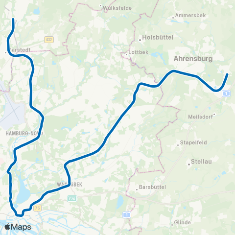 HVV Norderstedt Mitte>Hauptbahnhof Süd>Ohlstedt / Großhansd. map