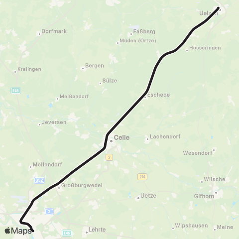 HVV Uelzen > Celle > Hannover map