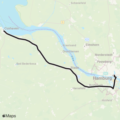 HVV Hamburg > Stade > Cuxhaven map