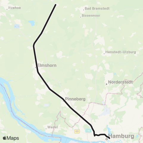 HVV Wrist / Itzehoe > Elmshorn > Hamburg Hbf map