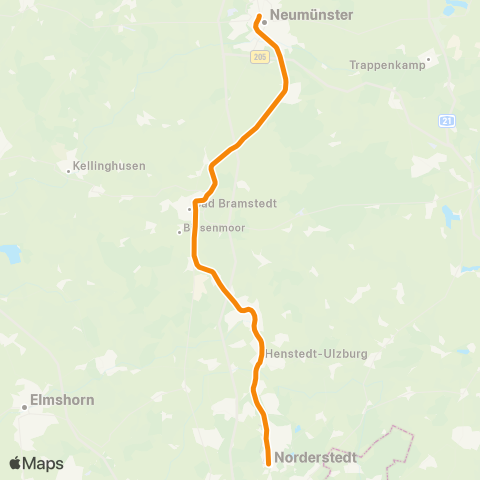 AKN Norderstedt Mitte > Quickborner Straße > Kaltenkirchen > Neumünster map