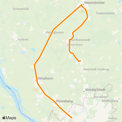 AKN Eidelstedt > Ulzburg Süd > Kaltenkirchen map