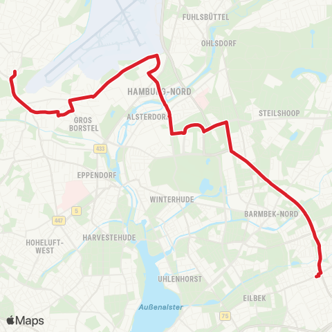 HVV MetroBus Niendorf Markt > Rübenkamp > Wandsbek Markt map