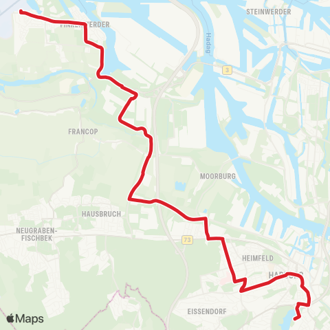StadtBus/RegionalBus (Hamburg) Freizeitbad Midsommerland > Bf. Harburg > Airbus map