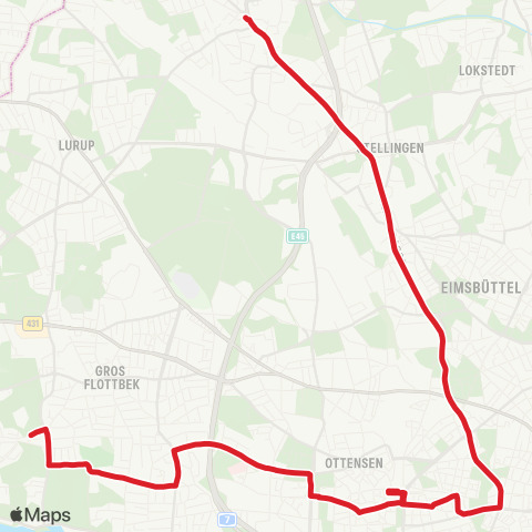 StadtBus/RegionalBus (Hamburg) Teufelsbrück > Bf. Altona > Langenfelde > Eidelstedt map