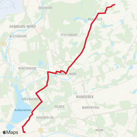 HVV MetroBus Hbf / Zob > Barmbek > Bramfeld, AM Stühm-Süd map