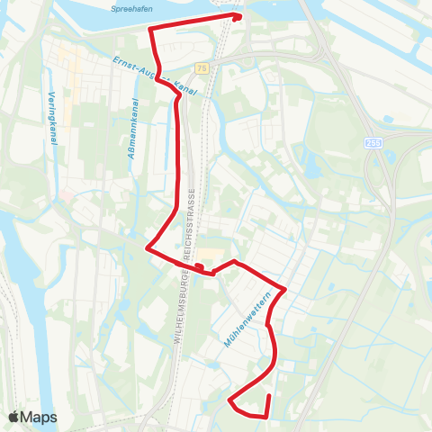 StadtBus/RegionalBus (Hamburg) Veddel > Elbinselquartier > Kirchdorf (Süd) map
