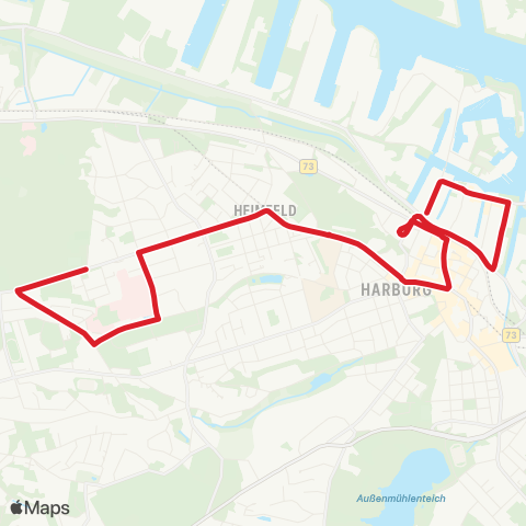 HVV MetroBus Ak Harburg > Harburg Rathaus > Hafen Harburg map