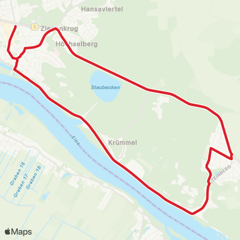 StadtBus/RegionalBus (Hamburg) Geesthacht, Zob > Tesperhude > Grünhof > Geesthacht, Fährstraße > Geesthacht, Zob map