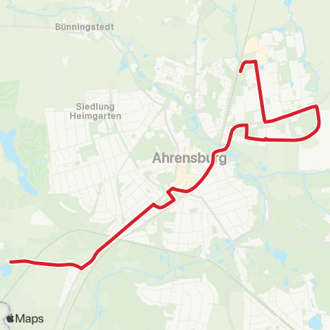 StadtBus/RegionalBus (Hamburg) Wulfsdorf > Bf. Ahrensburg > Gewerbegebiet Nord > Bf. Gartenholz map