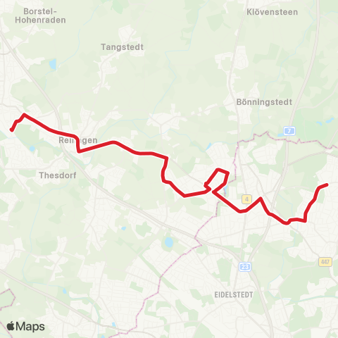 StadtBus/RegionalBus (Hamburg) Bf. Pinneberg > Rellingen > Schnelsen > Niendorf Nord > Pommernweg map