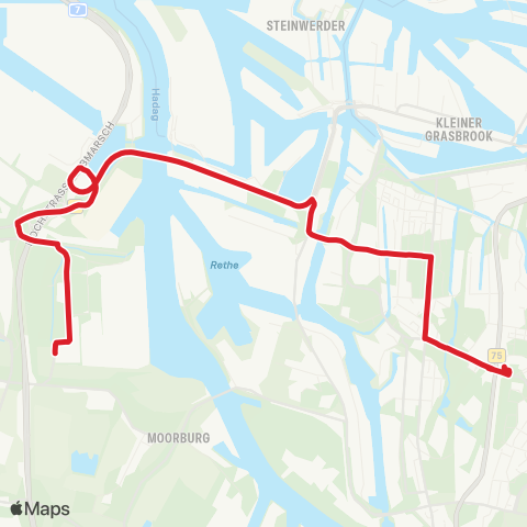 StadtBus/RegionalBus (Hamburg) Altenwerder > Waltershof > Wilhelmsburg map