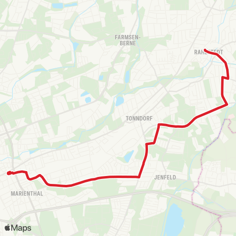 StadtBus/RegionalBus (Hamburg) Wandsbek Markt > Hohenhorst > Bf. Rahlstedt map