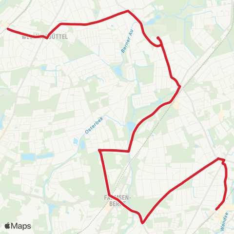 StadtBus/RegionalBus (Hamburg) Wellingsbüttel > Berne > Farmsen > Bf. Rahlstedt map