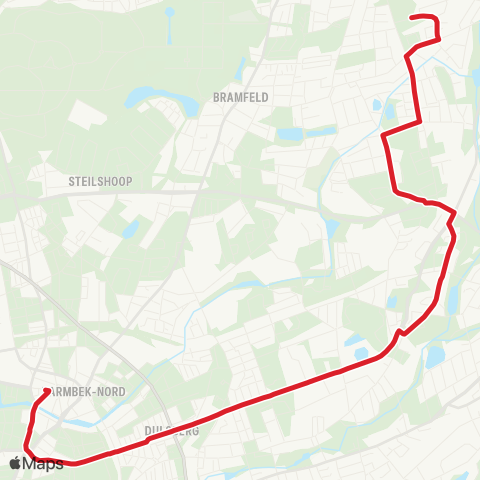 StadtBus/RegionalBus (Hamburg) Barmbek > Dehnhaide > Farmsen > Bramfeld (Ost) map