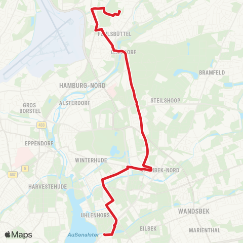 StadtBus/RegionalBus (Hamburg) Uhlenhorst > Barmbek > Hummelsbüttel, Lentersweg map