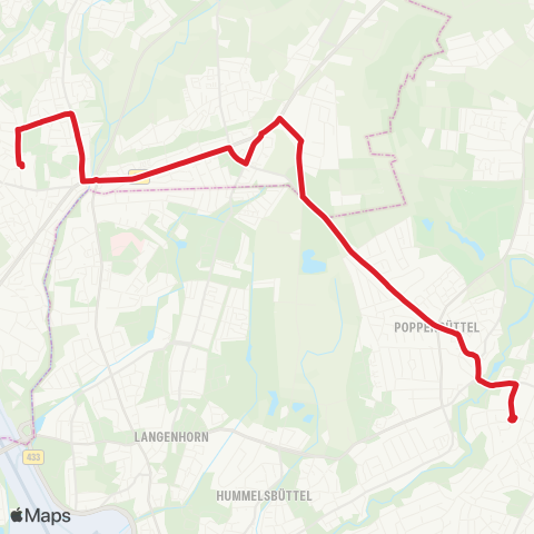 StadtBus/RegionalBus (Hamburg) Garstedt > Glashütte > Heimgarten > Poppenbüttel map