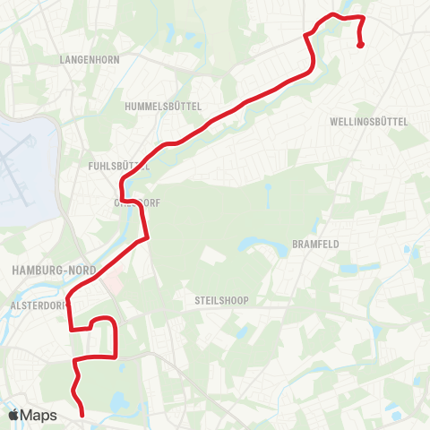 StadtBus/RegionalBus (Hamburg) Borgweg > Alsterdorf > Ohlsdorf > Poppenbüttel map