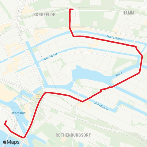 StadtBus/RegionalBus (Hamburg) Burgstraße > Rothenburgsort > %Ubelbbrücken map