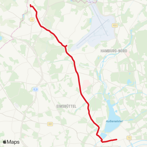 HVV MetroBus Burgwedel > Niendorf Markt > Hoheluft > Hauptbahnhof map